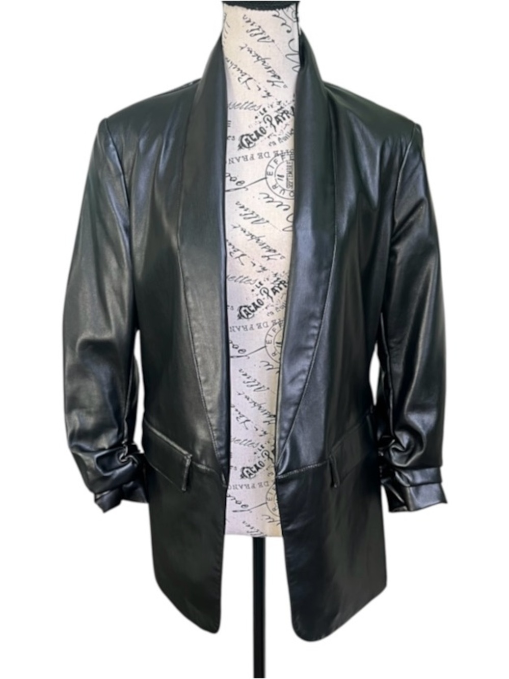 Tart Collections Black Leather Blazer with Shawl Collar